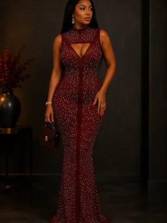 Crystal Rhinestone Mesh dress