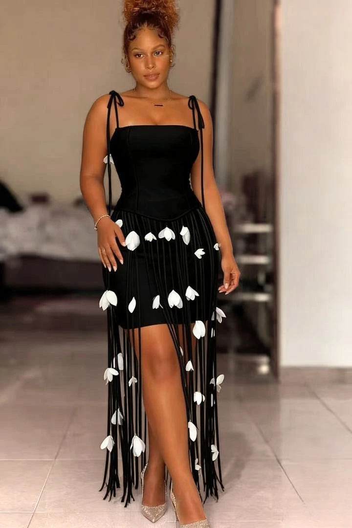 Floral Fringe Corset Mini Dress